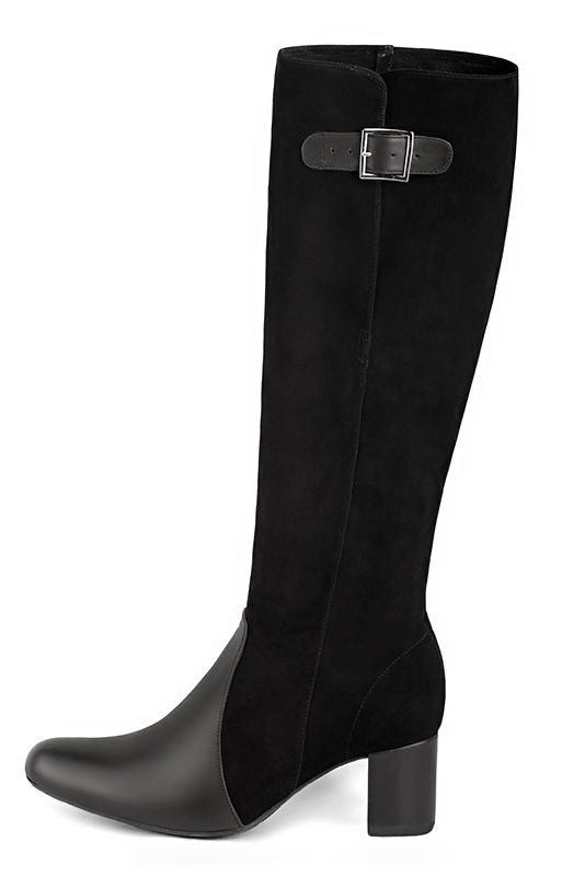 French elegance and refinement for these satin black knee-high boots with buckles, 
                available in many subtle leather and colour combinations. Record your foot and leg measurements.
We will adjust this beautiful boot with inner half zip to your leg measurements in height and width.
The outer buckle allows for width adjustment.
You can customise the boot with your own materials, colours and heels on the "My Favourites" page.
 
                Made to measure. Especially suited to thin or thick calves.
                Matching clutches for parties, ceremonies and weddings.   
                You can customize these knee-high boots to perfectly match your tastes or needs, and have a unique model.  
                Choice of leathers, colours, knots and heels. 
                Wide range of materials and shades carefully chosen.  
                Rich collection of flat, low, mid and high heels.  
                Small and large shoe sizes - Florence KOOIJMAN